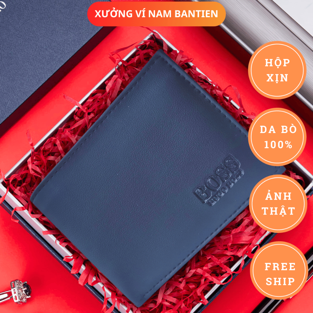 Ví Da Nam Giá Rẻ, Bóp Nam Có Ngăn Kéo Gập Đôi Fullbox- Xưởng Ví Nam BANTIEN