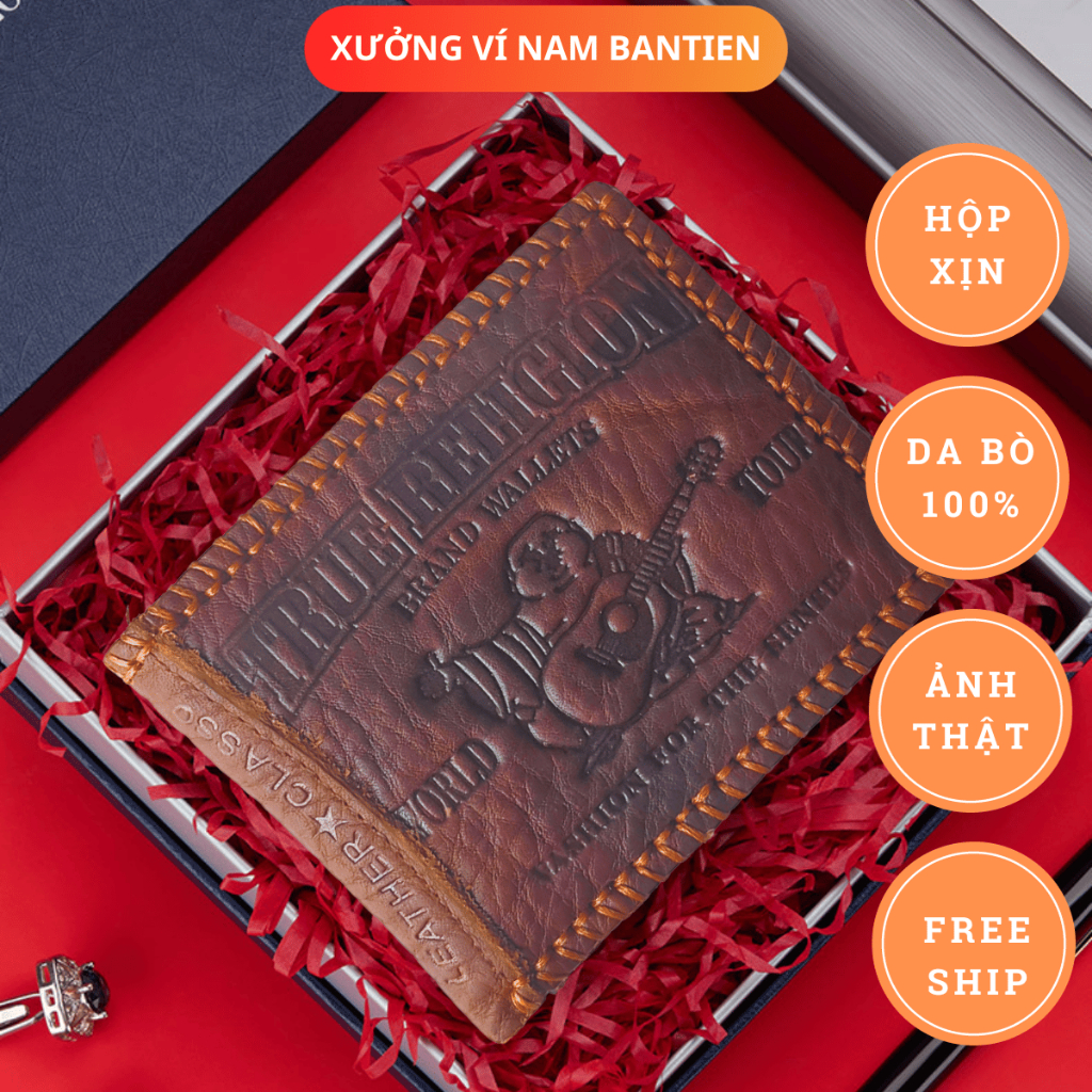 Ví Da Nam Giá Rẻ, Bóp Nam Có Ngăn Kéo Gập Đôi Fullbox- Xưởng Ví Nam BANTIEN