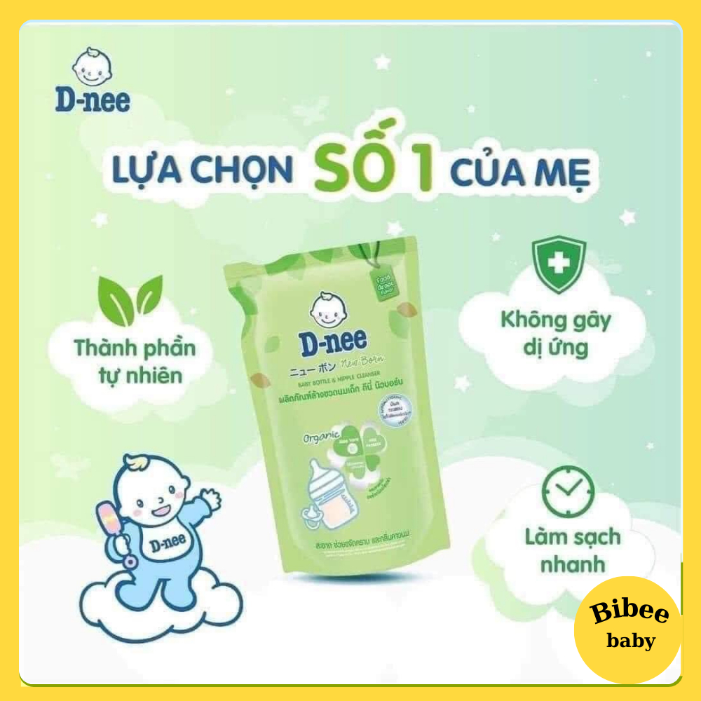 Nước rửa bình sữa Dnee Organic Thái túi 600ml/ chai 620ml an toàn cho bé - Bibeebaby