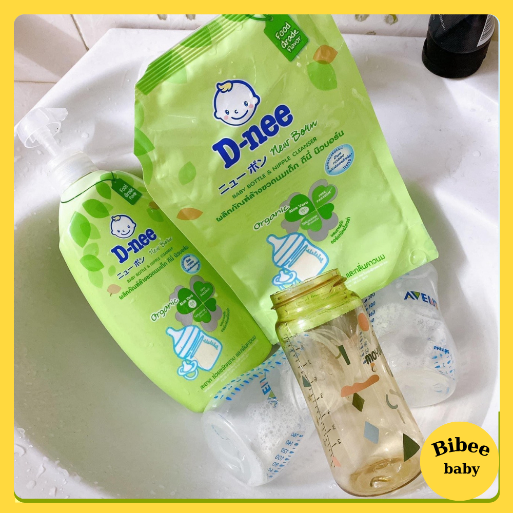 Nước rửa bình sữa Dnee Organic Thái túi 600ml/ chai 620ml an toàn cho bé - Bibeebaby