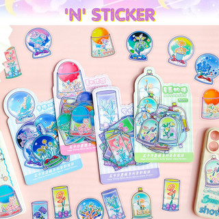 'n' sticker set 10 tấm nhãn dán phong cách hoa vintage