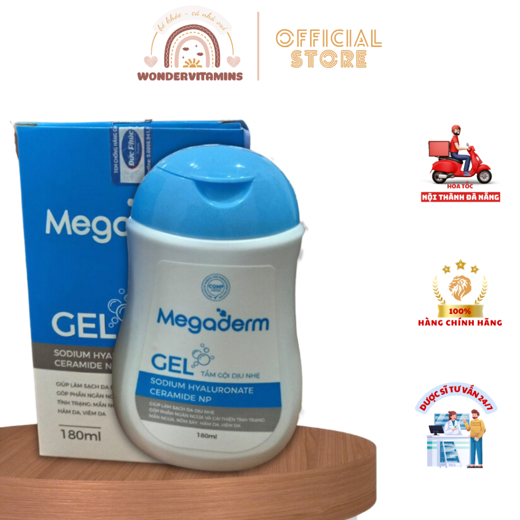 Gel tắm gội Megaderm dịu nhẹ dành cho trẻ sơ sinh và người lớn 180ml