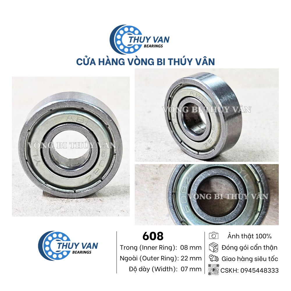 Vòng bi bạc đạn cầu, hạt tròn, 608 nắp kim loại ZZ, nắp cao su 2RS giá rẻ