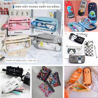 [FREESHIP] TÚI ĐỰNG BÚT TRONG SUỐT - HÌNH MÈO - HỌA TIẾT - BÁNH MÌ - ĐÙI GÀ, CHUỐI - CAPYBARA