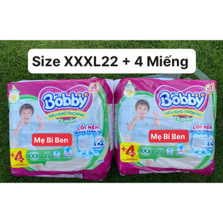 [SIZE XXXL22+4] Combo 2 gói Tã Quần Bobby Đệm Thấm Lưng Mồ Hôi size XXXL22/XXXL24 miếng (20-35kg)