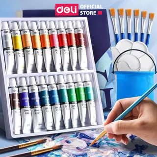 Màu Nước Water Color Dạng Tuýp 12ml Deli - 12/18/24 Màu Sáng Mịn Đặc Dễ Hòa Tan Tô Màu Vẽ Tranh Học Sinh Chuyên Nghiệp