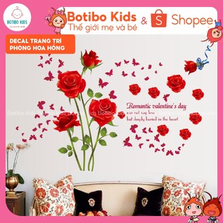 Decal trang trí phòng đường hoa hồng romantic botibo kids