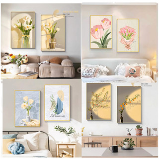 Bộ 2 Tranh Treo Tường Canvas Dán Tường Hoa Tulip Hoa Mẫu Đơn Hoa Hoa Hồng Cây Lựu Dễ Thương - MELYHOME Dec