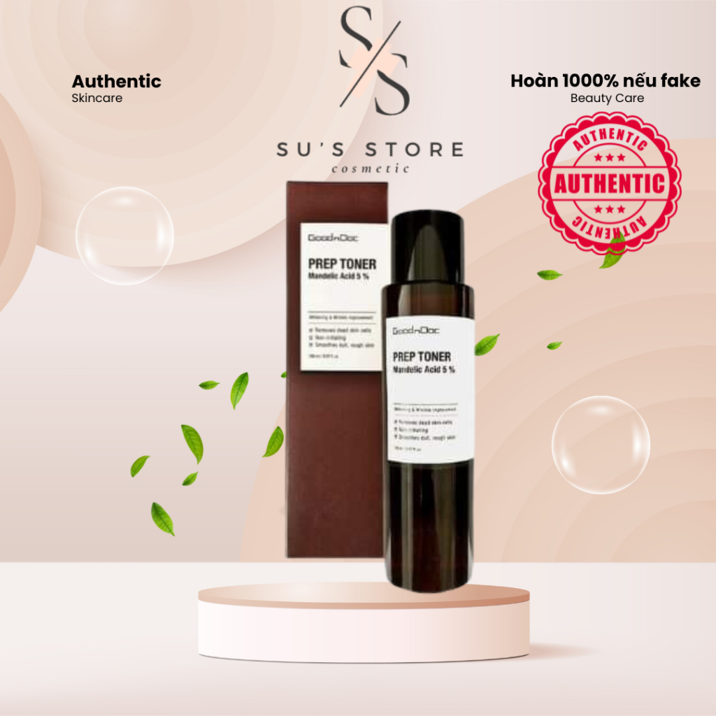 Nước cân bằng loại bỏ tế bào chết Prep Toner 150ml GoodnDoc- Mandelic 5%, Niacinamide B5 thu nhỏ chân lông, sáng da