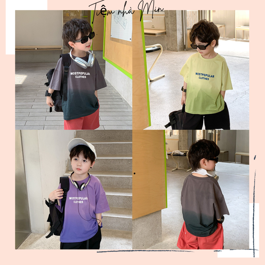 ÁO THUN ÁO PHÔNG BÉ TRAI NGẮN TAY PHA MÀU HÀNG QCCC CHÍNH HÃNG AMBB KIDS E147