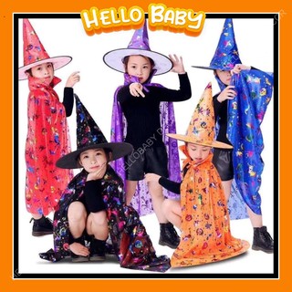 Bộ áo choàng + mũ hóa trang phù thủy Halloween cho bé