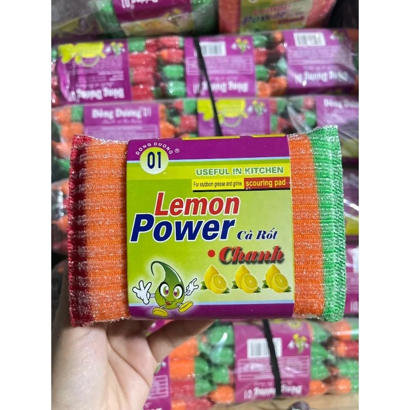 4 Miếng Mút Kim Tuyến Rửa Bát Carot 3 Màu Đông Dương Loại 1