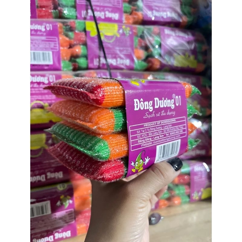 4 Miếng Mút Kim Tuyến Rửa Bát Carot 3 Màu Đông Dương Loại 1