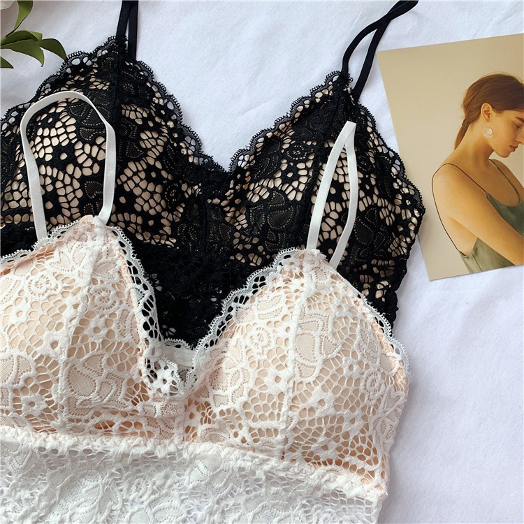 Áo bralette ren sexy đệm mỏng phối quần lót dây mảnh gợi cảm THE CELYNBRA - B06