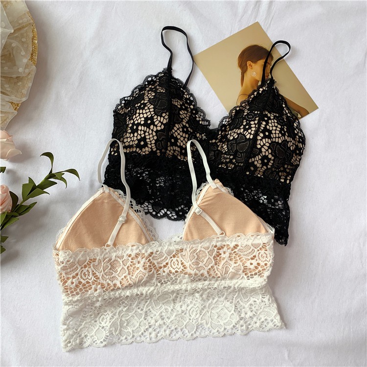 Áo bralette ren sexy đệm mỏng phối quần lót dây mảnh gợi cảm THE CELYNBRA - B06
