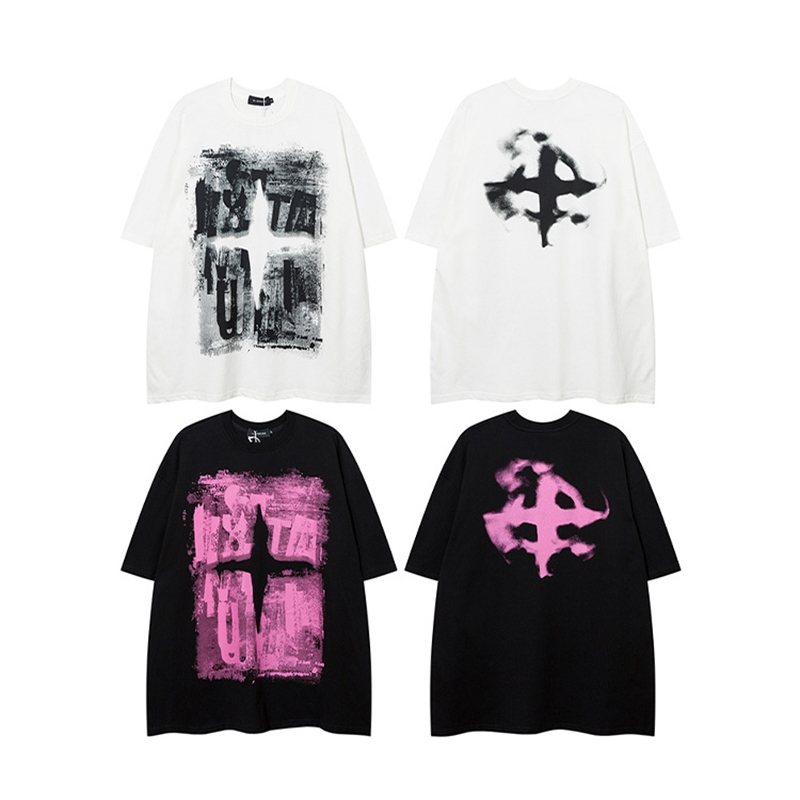 Áo Thun Unisex Ngắn Tay Cổ Tròn In Vệt Sơn Phong Cách Ulzzang Thời Trang Zenkonu TOP NAM 298