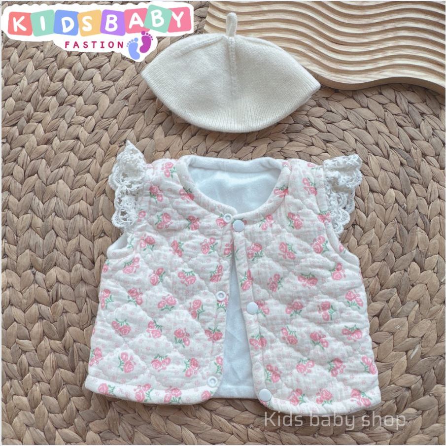Áo Gile Xô Muslin trần bông hoa nhí xinh xắn cho bé gái từ 3 - 12kg, hàng thiết kế