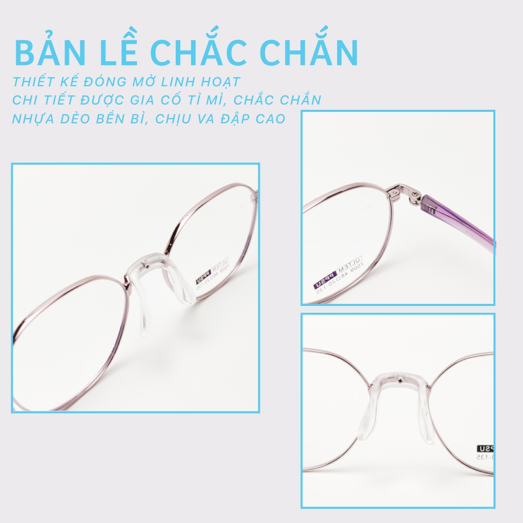 Kính trẻ em nam nữ LB EYEWEAR 7509 mắt kính chất liệu kim loại kết hợp nhựa dẻo bền bỉ, chống va đập chống tia UV