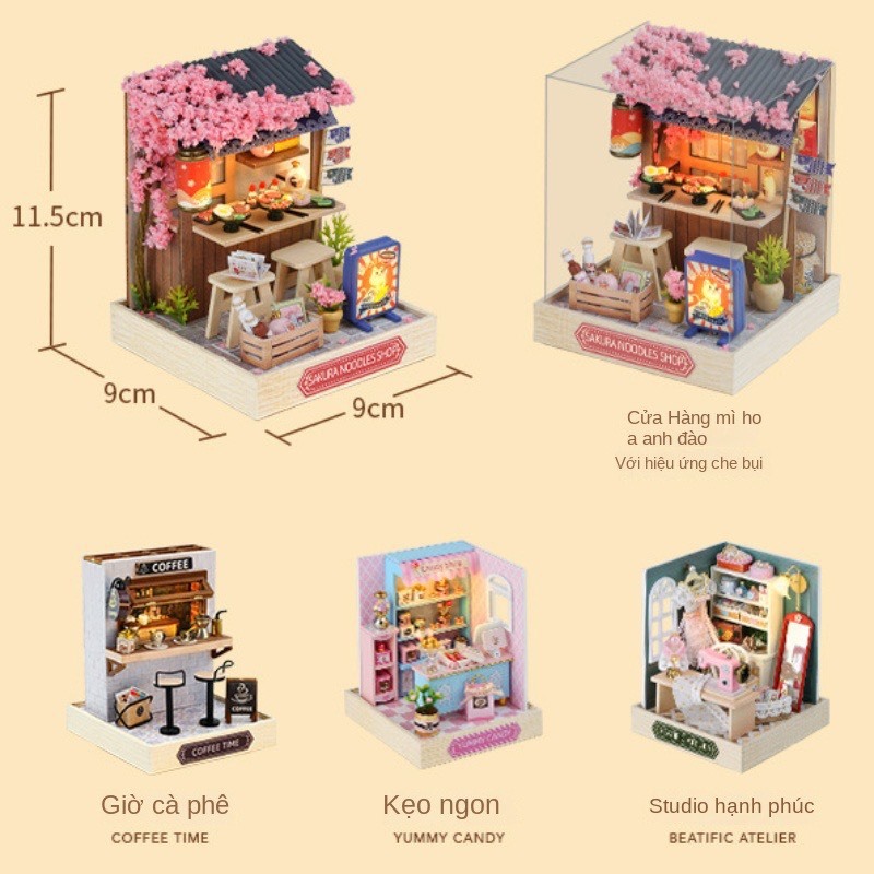 Bộ lắp ráp nhà búp bê, mô hình nhà gỗ DIY