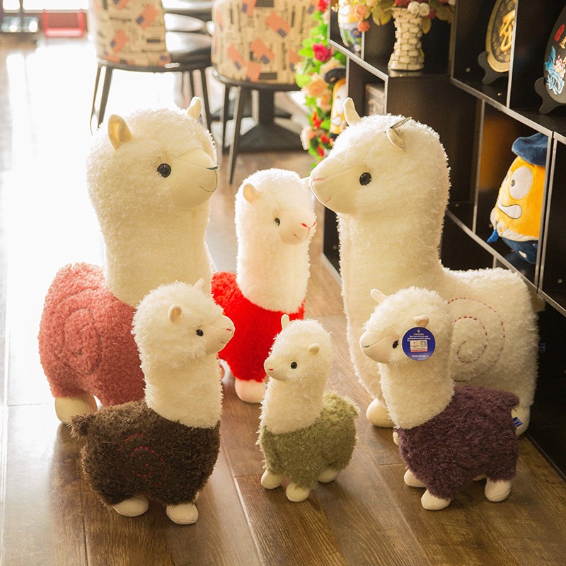 Gấu bông lạc đà alpaca dễ thương 3 màu hồng-  trắng - xanh  kích thước từ 25cm