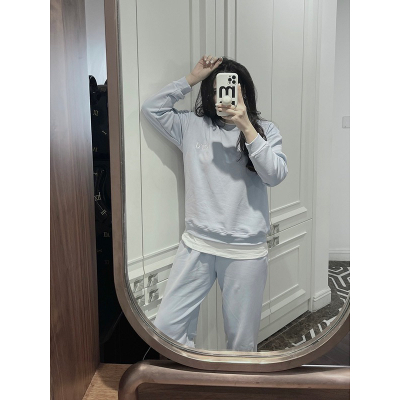 BỘ NỈ XANH PASTEL THÊU Atrd