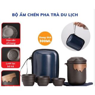 Bộ ấm chén trà di động - gốm tráng men