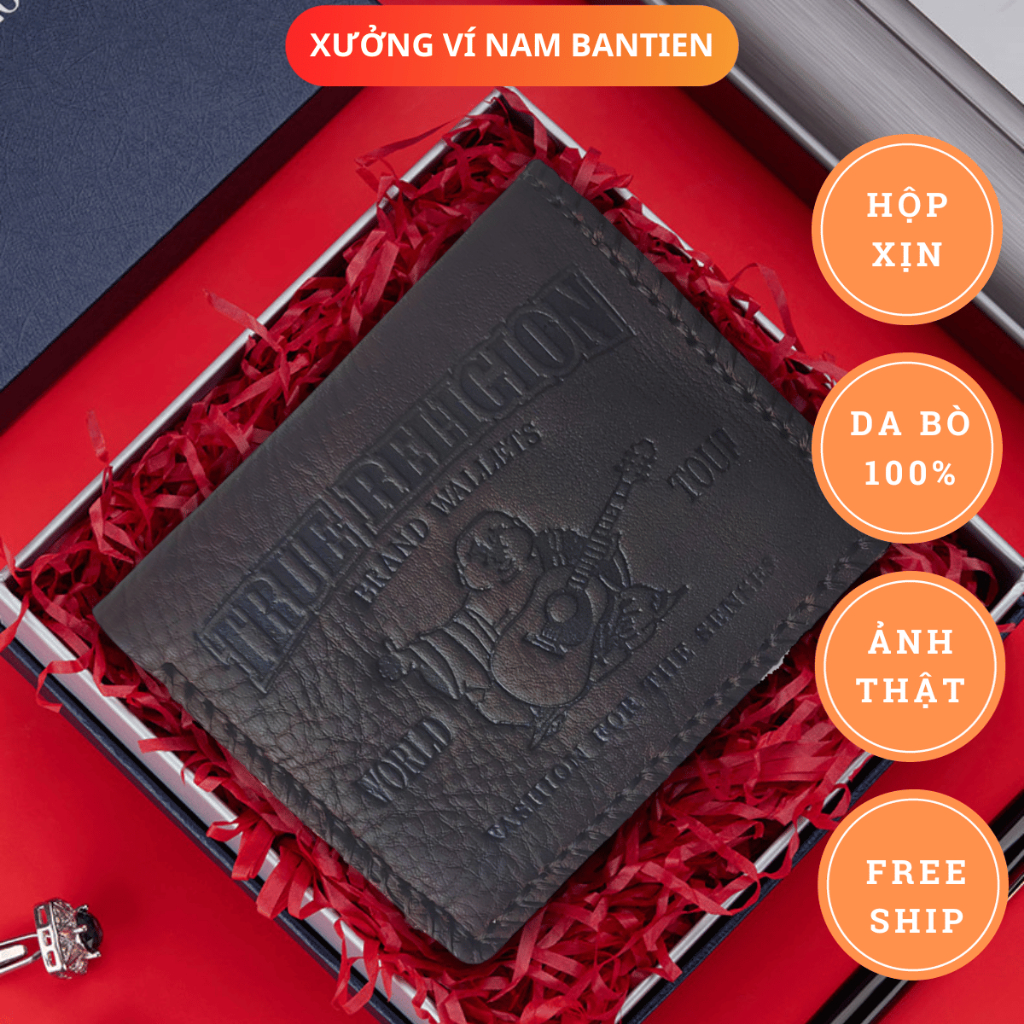 Ví Da Nam Giá Rẻ, Bóp Nam Có Ngăn Kéo Gập Đôi Fullbox- Xưởng Ví Nam BANTIEN