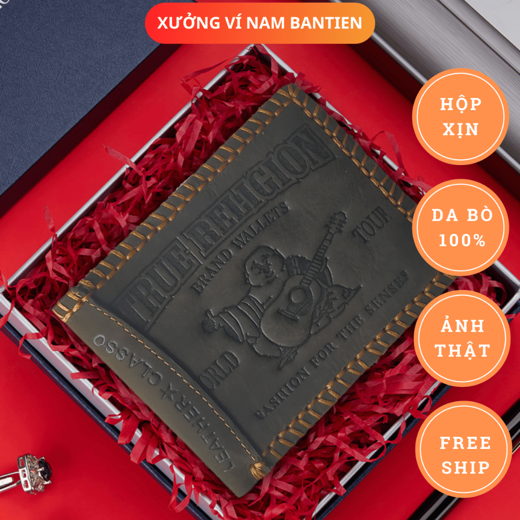 Ví Da Nam Giá Rẻ, Bóp Nam Có Ngăn Kéo Gập Đôi Fullbox- Xưởng Ví Nam BANTIEN