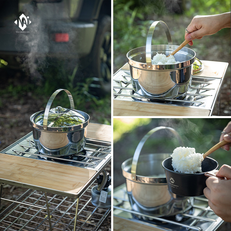 Nồi cơm thép không gỉ 3 lớp 3-4 người Campingmoon CC-21