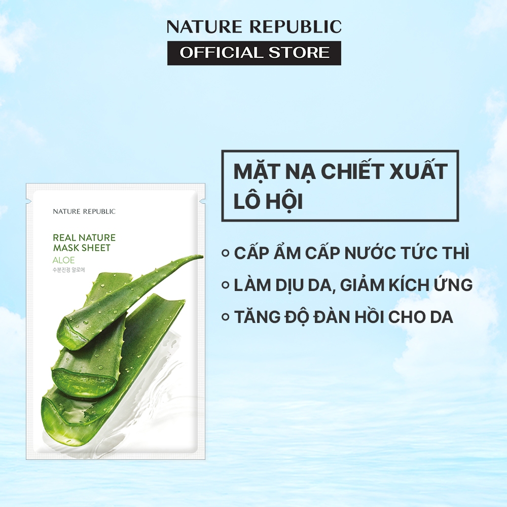 Nature Republic Mặt nạ giấy dưỡng ẩm, làm dịu da Real Nature Aloe Mask Sheet 23ml