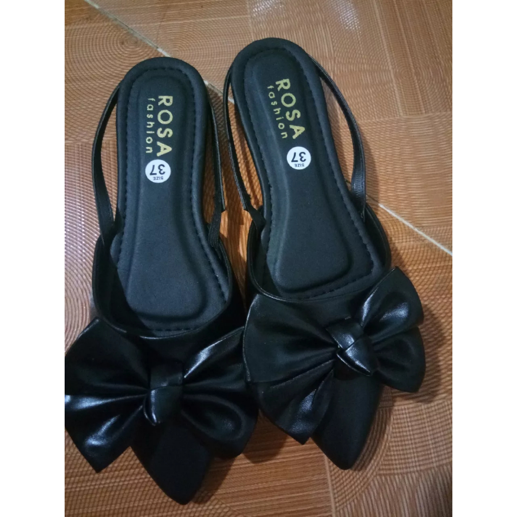 Giày Sandal da mềm Đế Bệt Đính Nơ Thời trang Cho Nữ