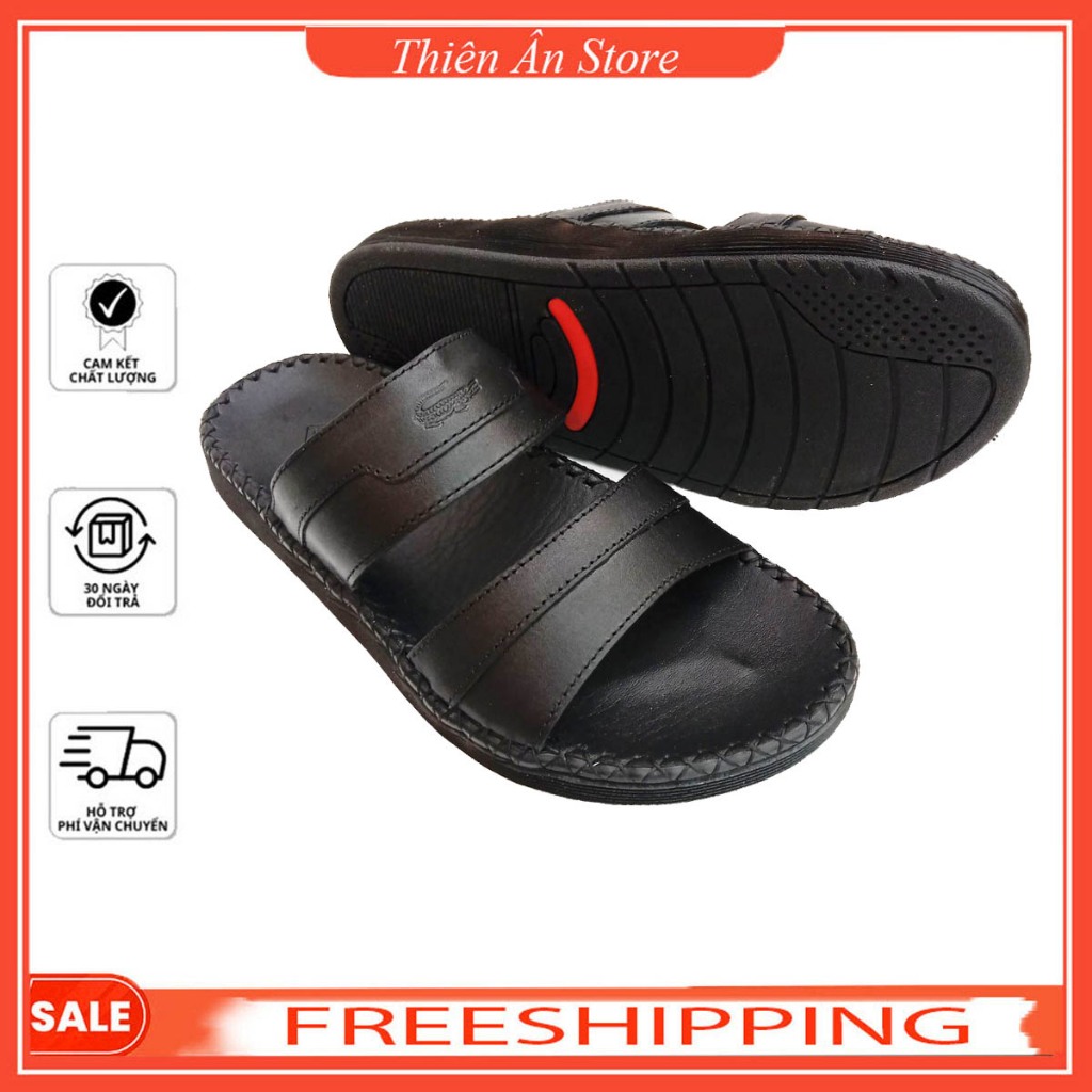 Dép da nam quai ngang đẹp,đế cao 2,5cm thời trang cao cấp AT73