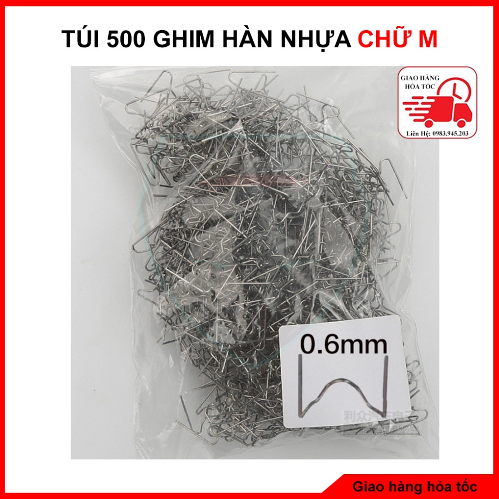 Túi 500 Ghim Hàn Nhựa Chữ S, Chữ M, Chữ V, Chữ U Chuyên Dùng Cho Máy Hàn Nhựa Ô Tô Xe Máy Và Đồ Nhựa