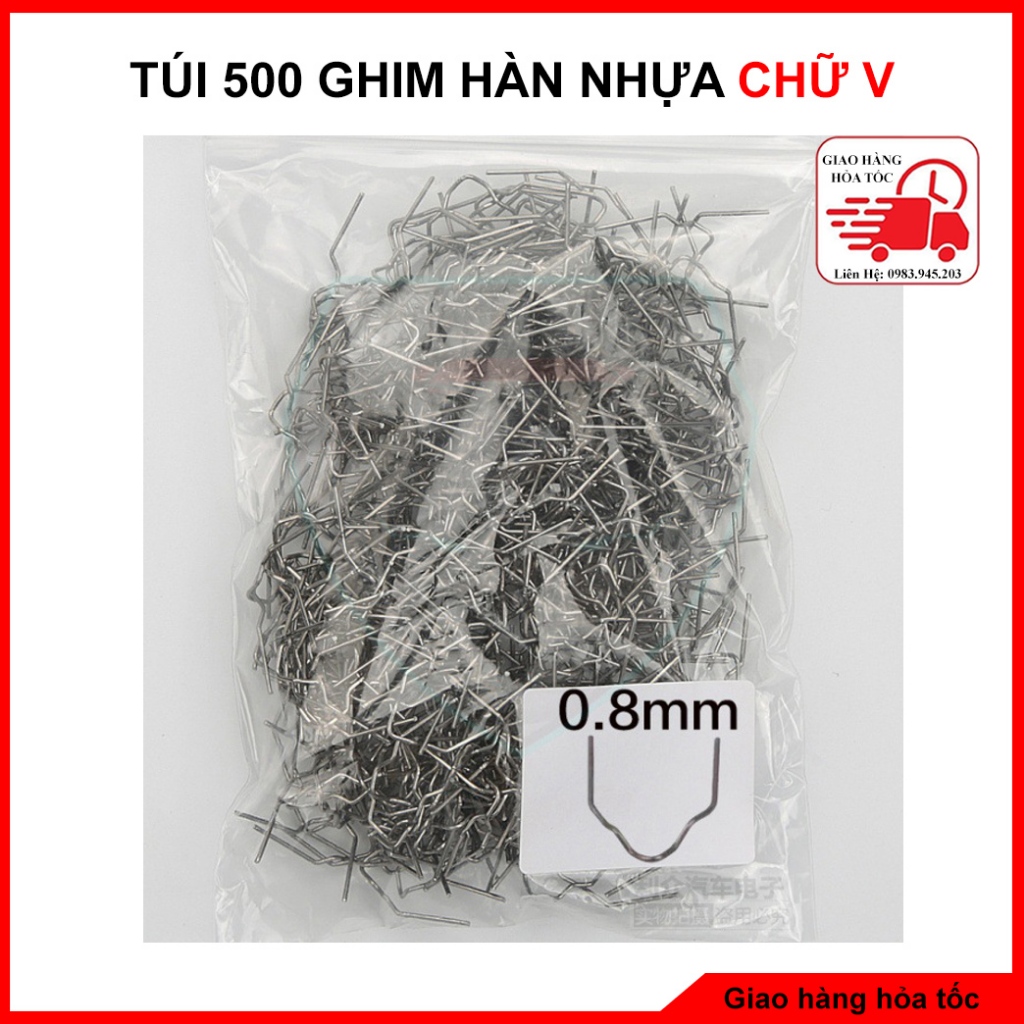 Túi 500 Ghim Hàn Nhựa Chữ S, Chữ M, Chữ V, Chữ U Chuyên Dùng Cho Máy Hàn Nhựa Ô Tô Xe Máy Và Đồ Nhựa