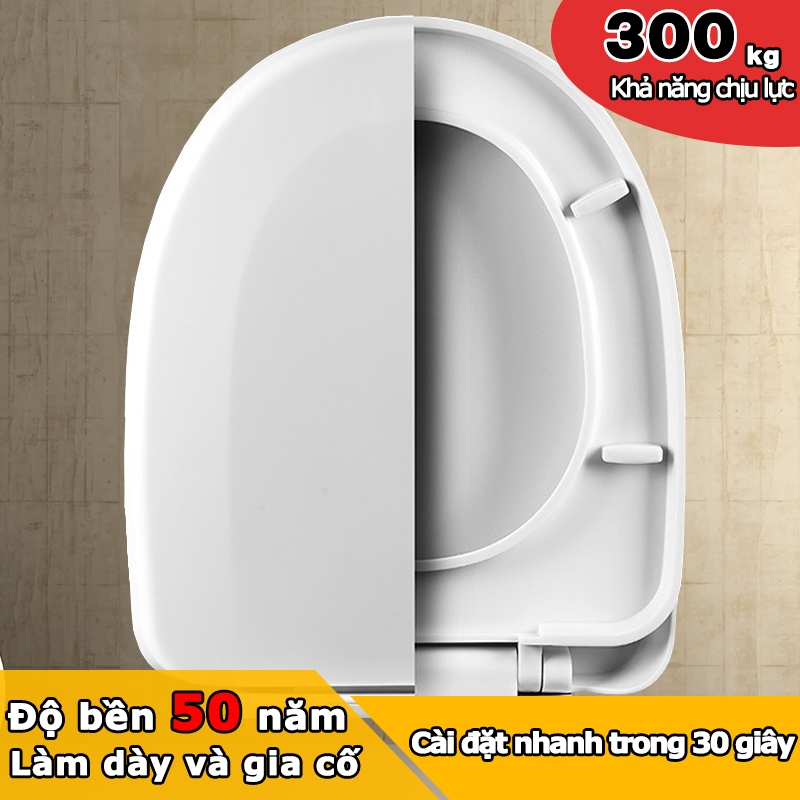 Nắp Bàn Cầu,Nắp Bồn Cầu Đa Năng Trắng hình chữ U/V, Dễ dàng lắp đặt,Rơi Êm Cao Cấp Phù Hợp hầu hết các loại bồn cầu
