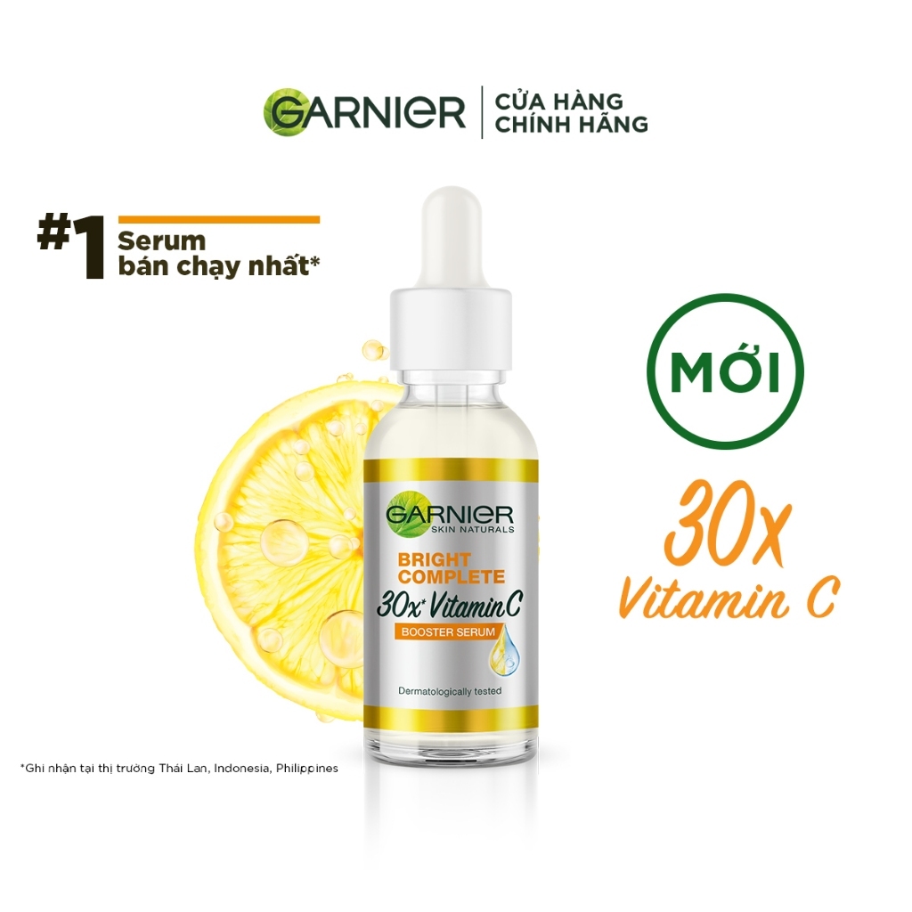 Dưỡng chất ban ngày làm sáng da  Garnier Bright Comple Booster Serum 30ml