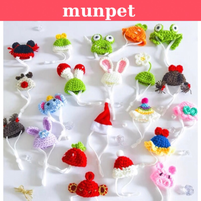 ( Hàng có sẵn) Mũ len cho chuột Hamster, vẹt, sóc bay size mini siêu nhỏ Munpet mũ len handmade đan thủ công