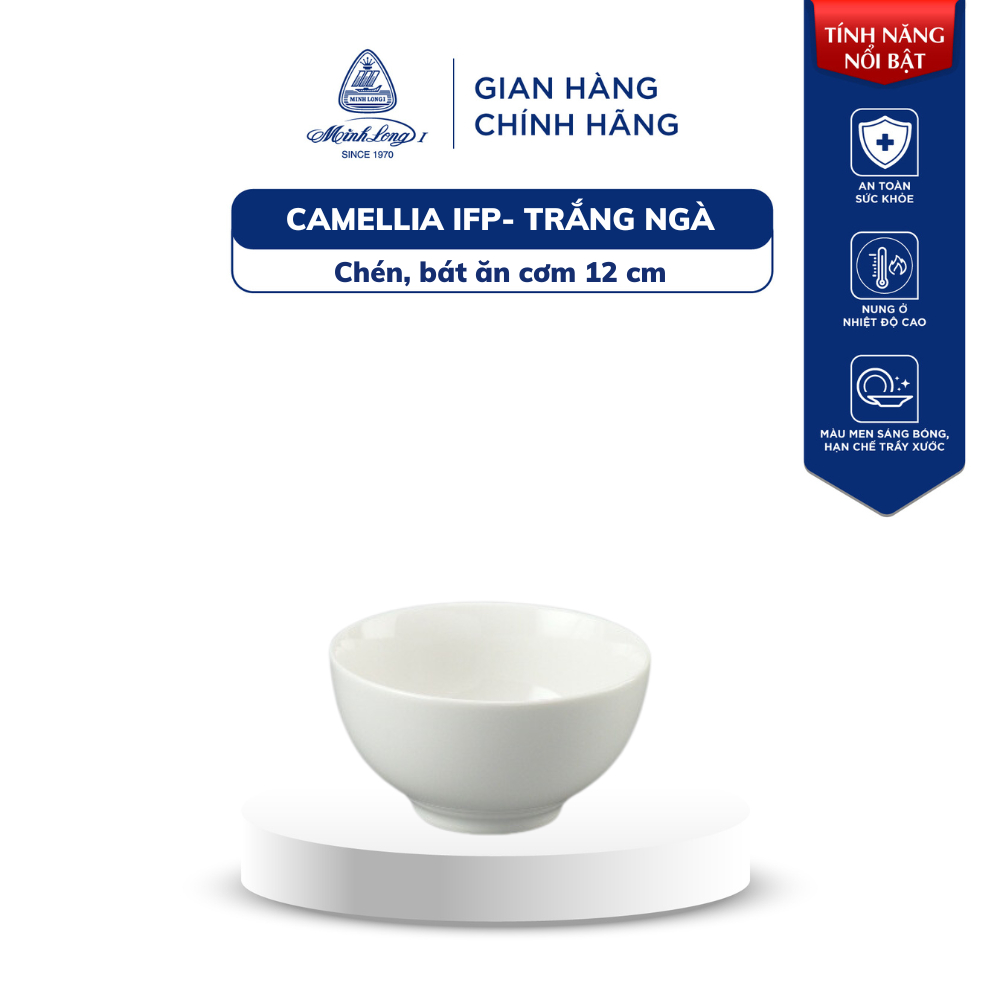 Chén, Bát Ăn Cơm Sứ Minh Long 12 cm - Camellia IFP - Trắng Ngà