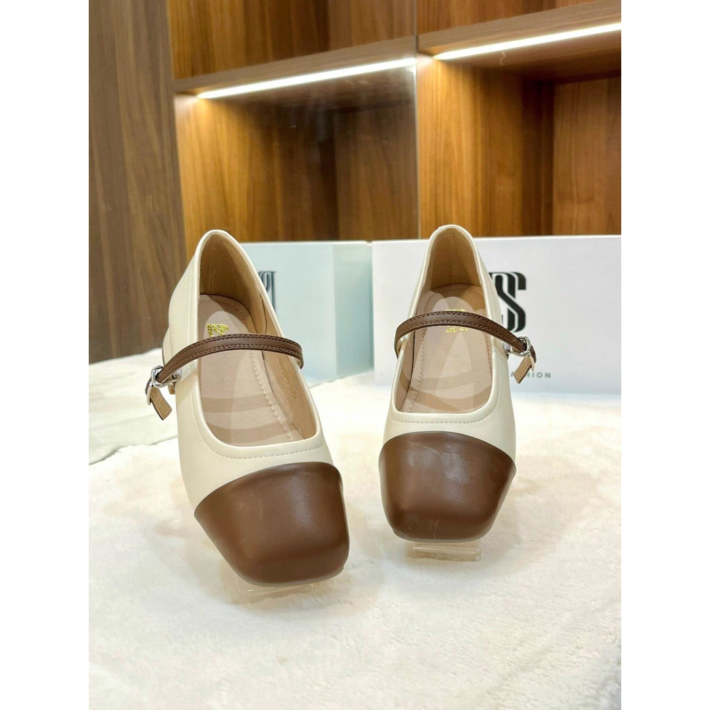 Giày Búp Bê, Giày Đế Vuông Phối Dây 2 Phân Thời Trang DS DESI 2356-2