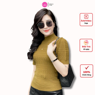Áo len nữ tay bồng cổ 5p Evalover