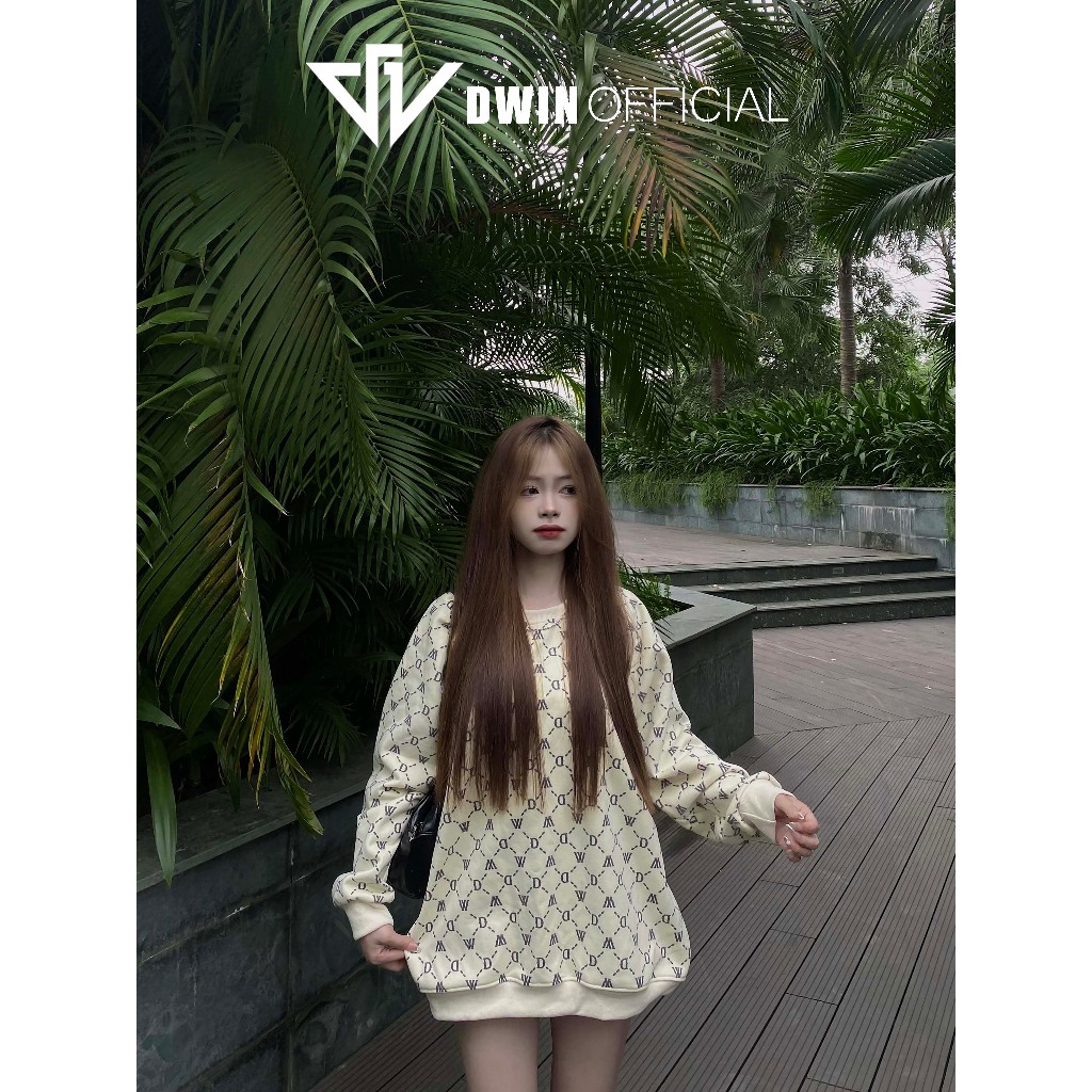 Áo nỉ sweater Logo Monogram DWIN nam nữ chất nỉ bông cotton form rộng unisex oversize hàng local brand