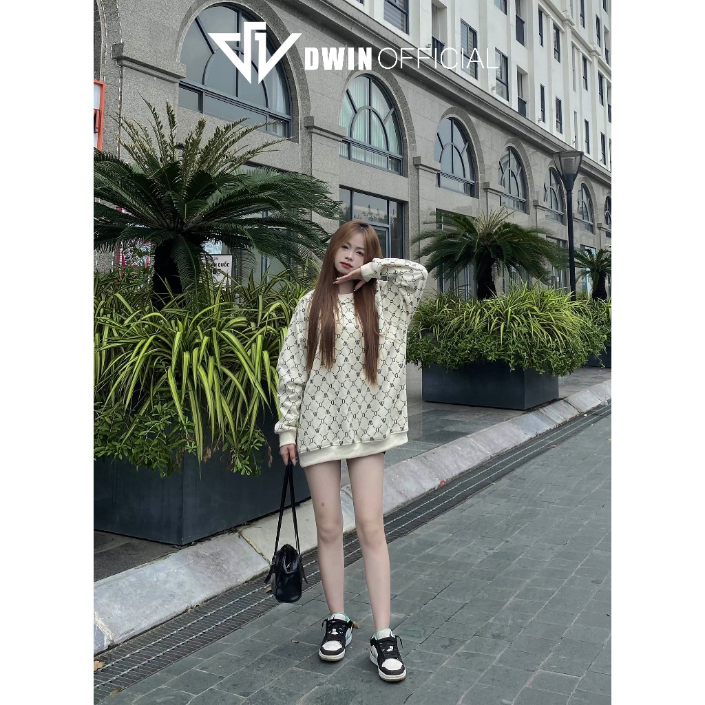 Áo nỉ sweater Logo Monogram DWIN nam nữ chất nỉ bông cotton form rộng unisex oversize hàng local brand