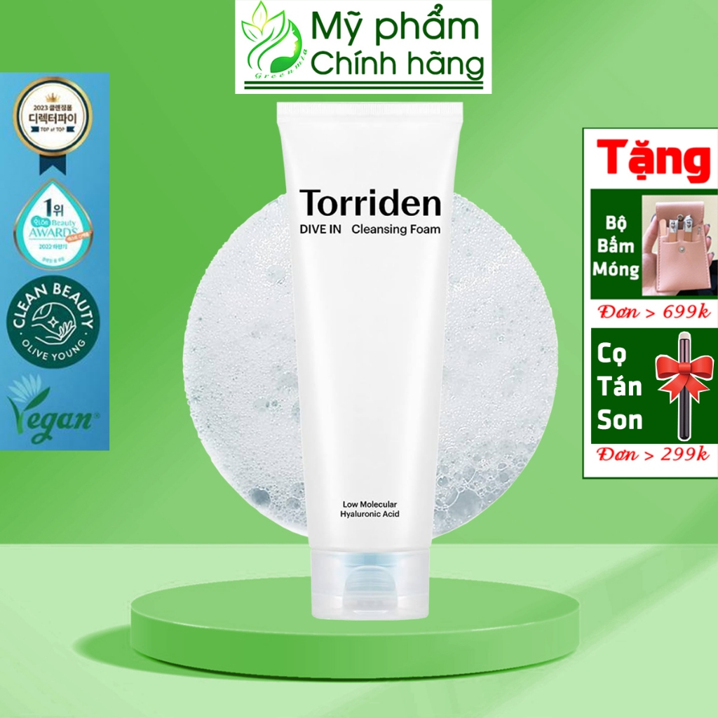 Sữa Rửa Mặt TORRIDEN DIVE IN CLEANSING FOAM Low Molecular Hyaluronic Acid 150ml Sạch Dịu Nhẹ Không Khô Da