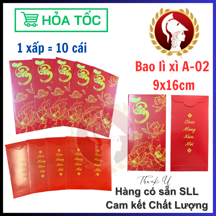 10 Bao Lì Xì, nhiều Mẫu, Bìa Cứng Chuẩn Loại 1, To Dày và Chắc Chắn, bao lì xì 2024