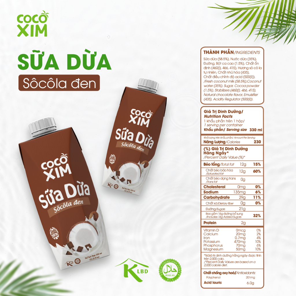 Sữa dừa Cocoxim Chocolate 330ml/ 1 Hộp