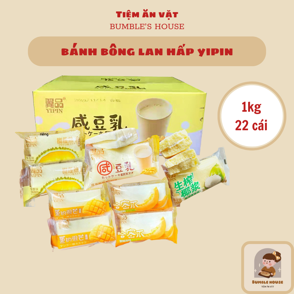 Bánh bông lan hấp Yinpin đủ vị đậu nành, sầu riêng, xoài, dưa lưới