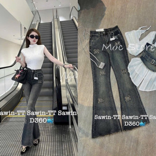 QUẦN BÒ NỮ ỐNG LOE THÊU THỜI TRANG SIÊU HOT, QUẦN JEANS DÃN LƯNG CAO
