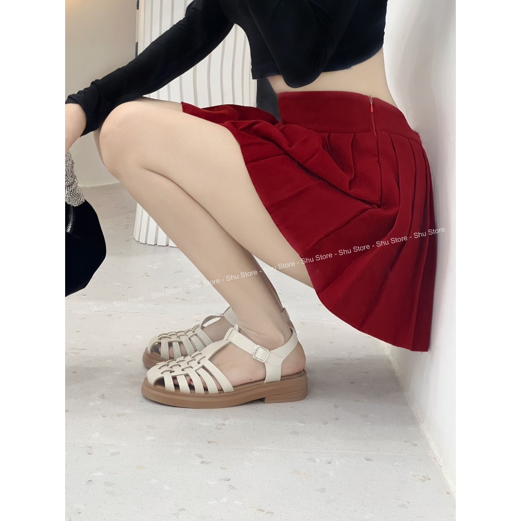Dép sandal nữ Shu Store xăng đan đế bằng quai đan phong cách vintage nhẹ nhàng êm ái