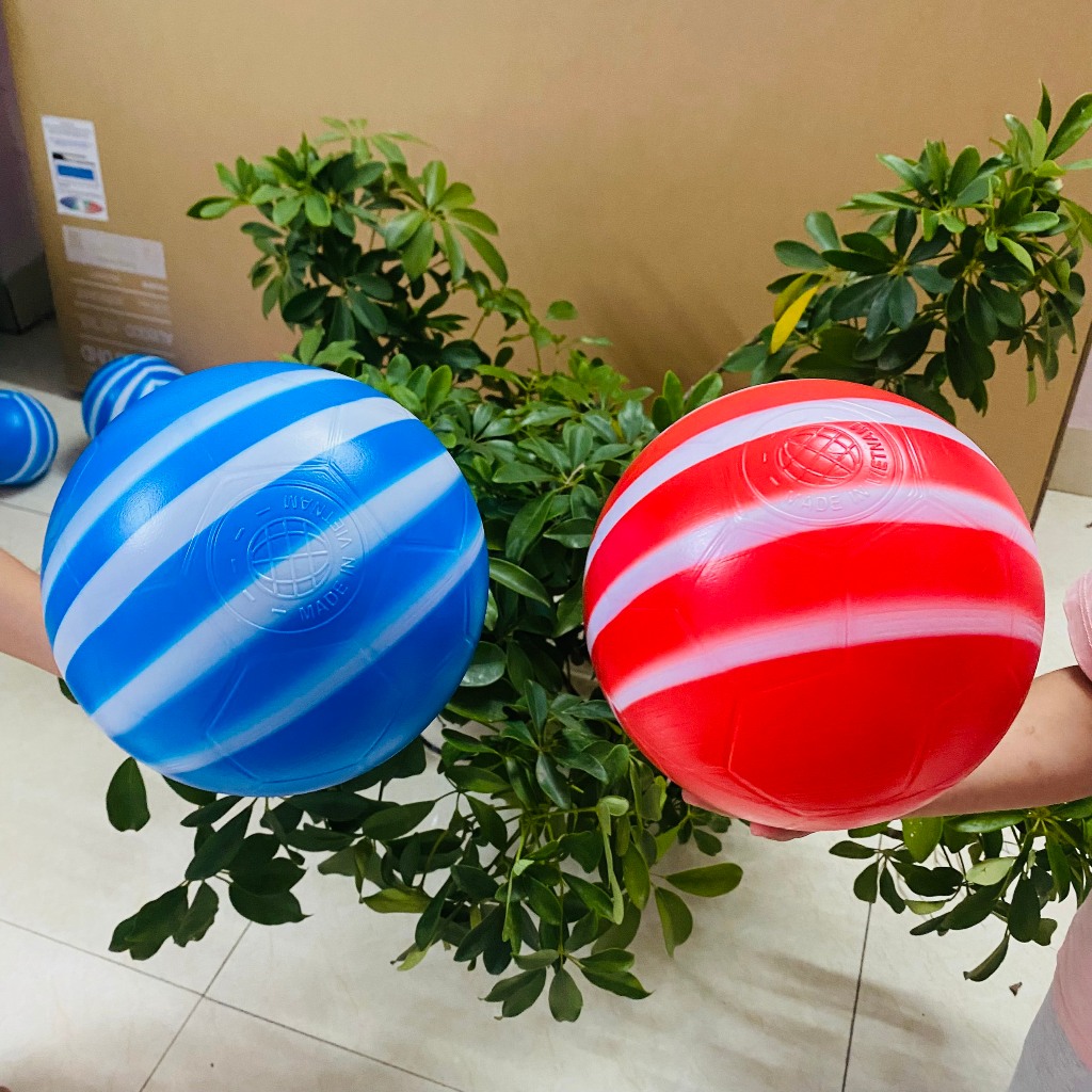 Bóng nhựa kẻ sọc 15cm-18cm Hàn-Việt cao cấp, bóng nhựa Hàn an toàn cho Bé, bóng nhựa vận động đá bóng đồ chơi cho bé