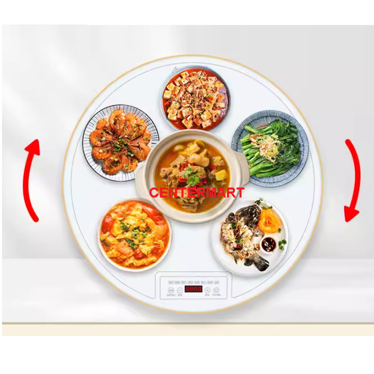 Mâm nhiệt tròn giữ nóng thức ăn bàn tiệc- mâm điện thông minh- xoay tay 360 độ - Mâm giữ nhiệt, mặt hâm MF